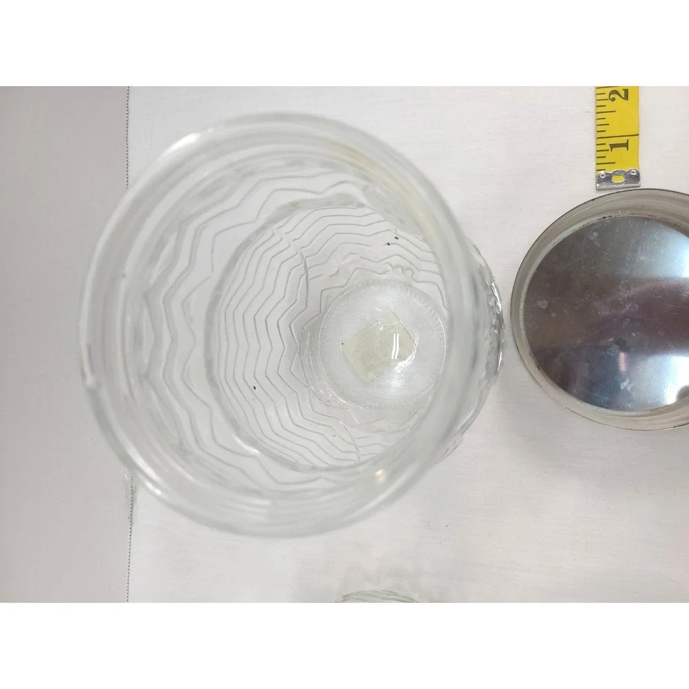 2 Circleware Owl Clear Glass Canister Silver Metal Lid 42oz Embossed
